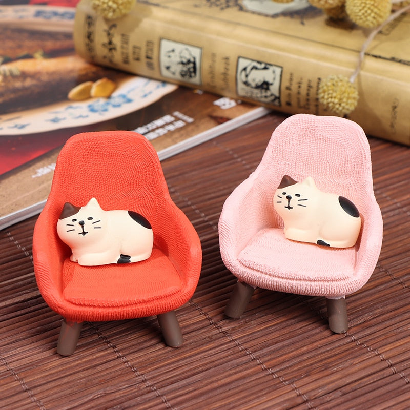 1 Set Simulation Small Sofa Stool Chair Furniture Model Toys for Doll House Decoration-Pink