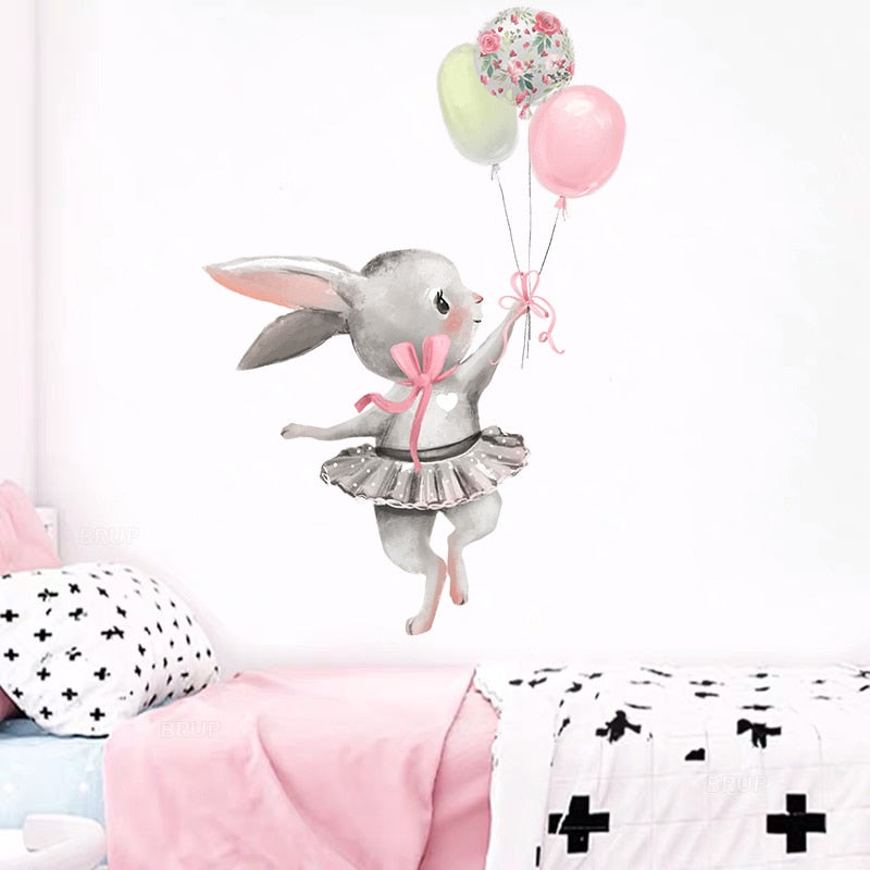 Baby Room Cute Ballet Bunny Wall Stickers
