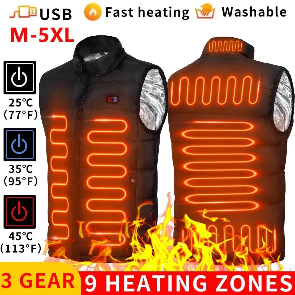 9-Zone USB Heated Vest – Graphene Electric Heating Vest for Men & Women