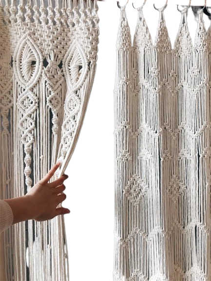 Boho Bliss: Hand-Woven Cotton Door Curtain Tapestry for Artistic Decor