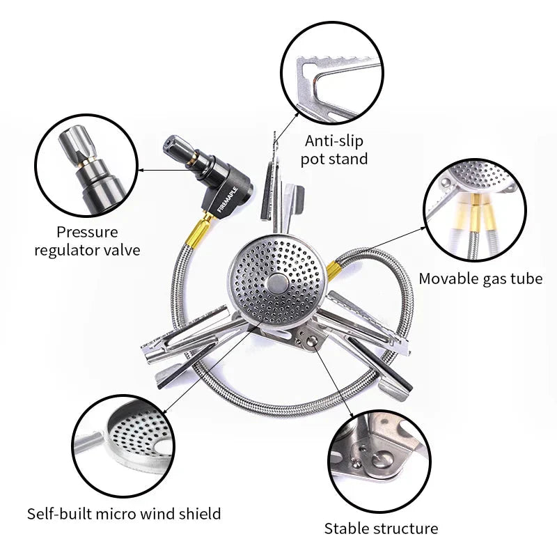 2900W Pressure Regulator Camping Stove Silver