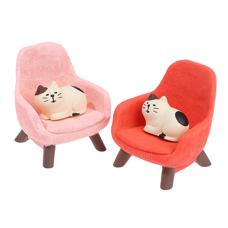 1 Set Simulation Small Sofa Stool Chair Furniture Model Toys for Doll House Decoration-Pink