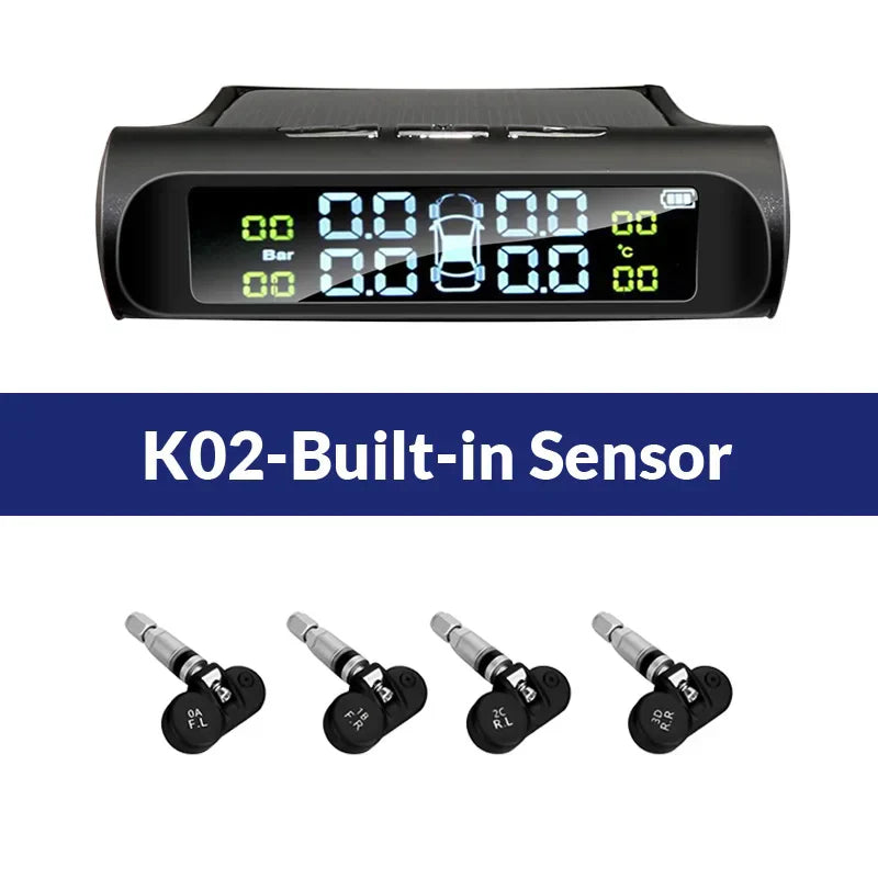 Solar Powered TPMS Wireless Tire Pressure Monitoring Black