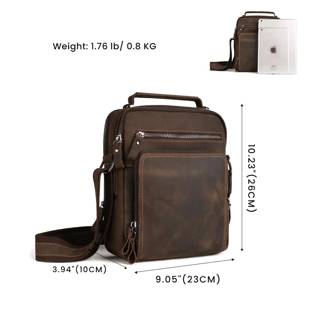 Vintage Genuine Leather Men's Small Shoulder Bag