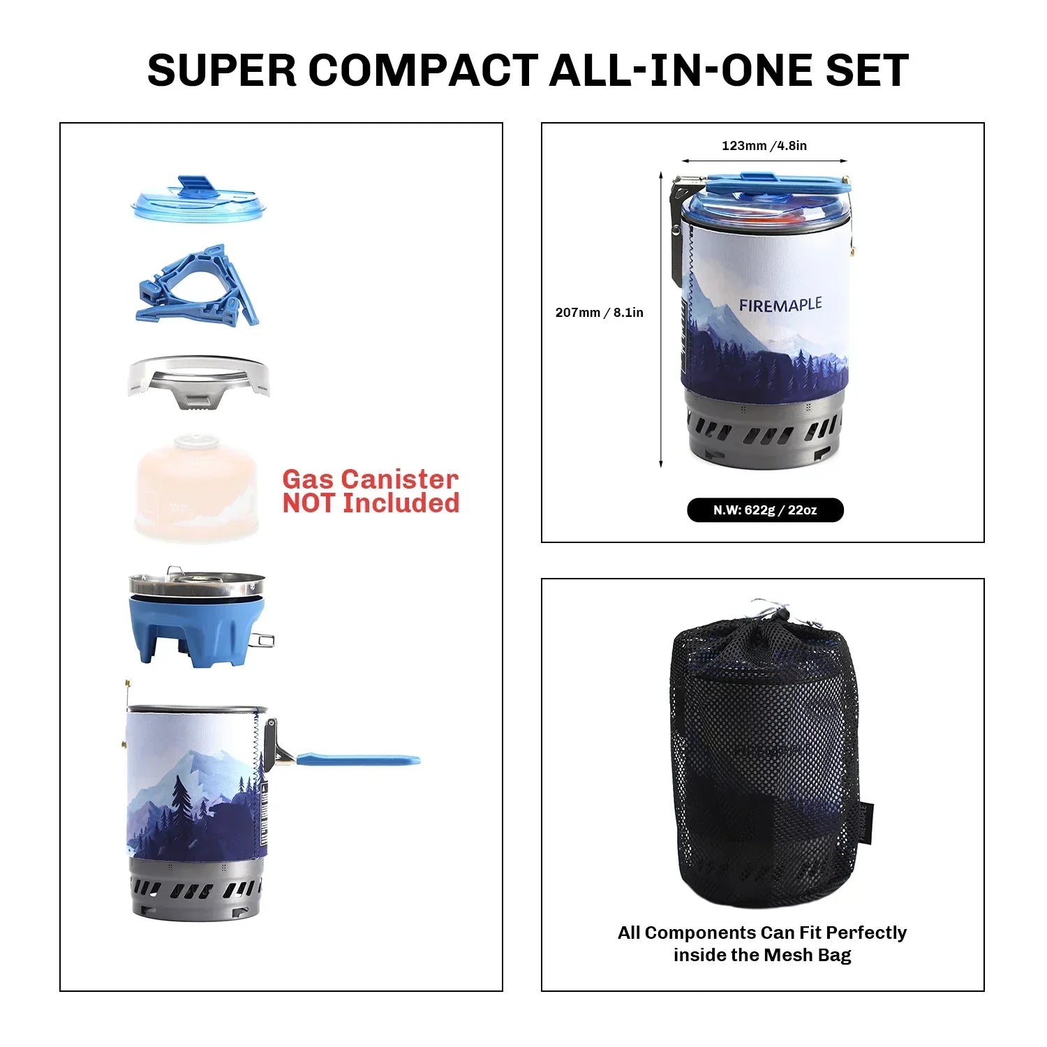 Camping Stove with Micro Regulator Valve Blue