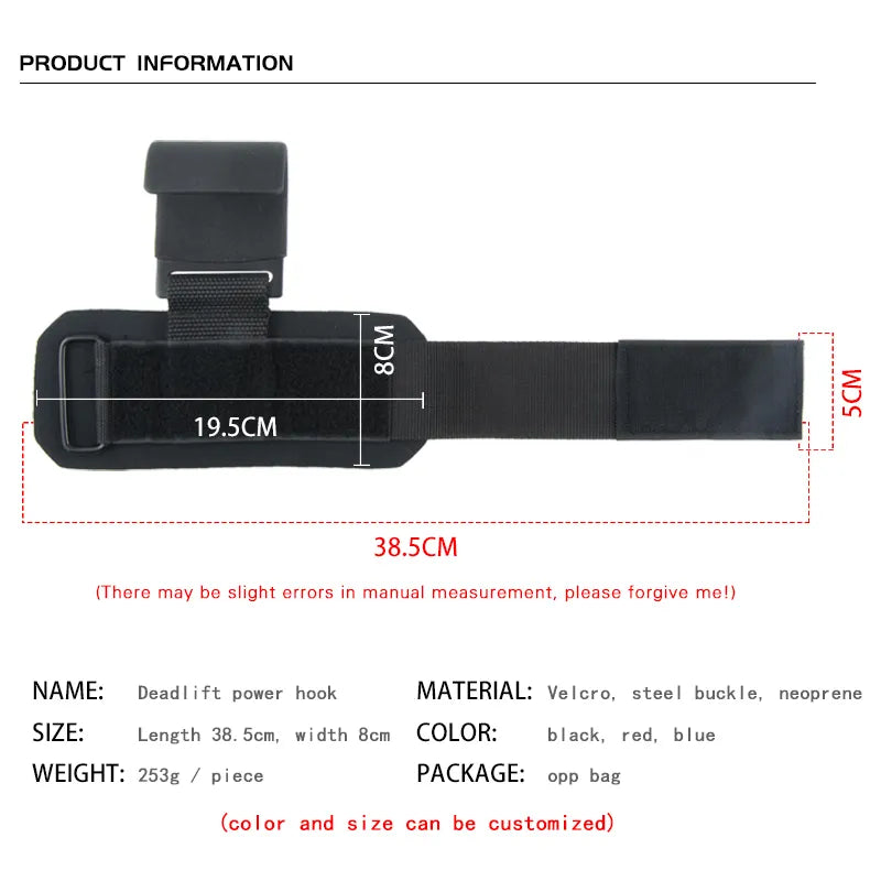 PowerLift Hook Grips with Wrist Wraps & Hand-Bar Straps