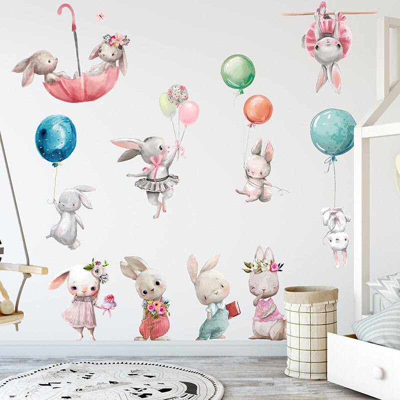 Baby Room Cute Ballet Bunny Wall Stickers
