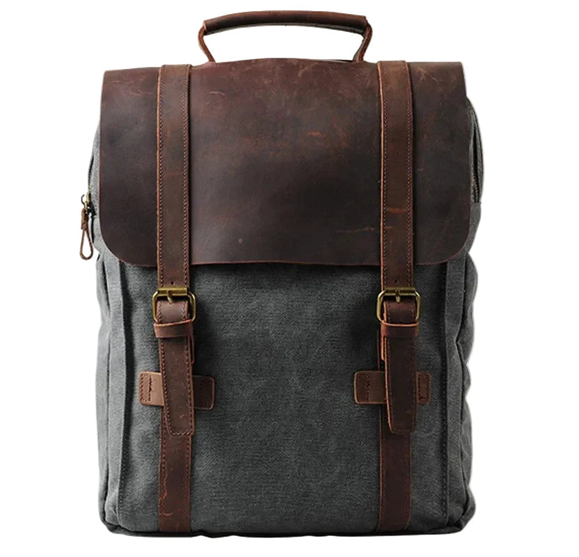 Leather Canvas Travel Backpack