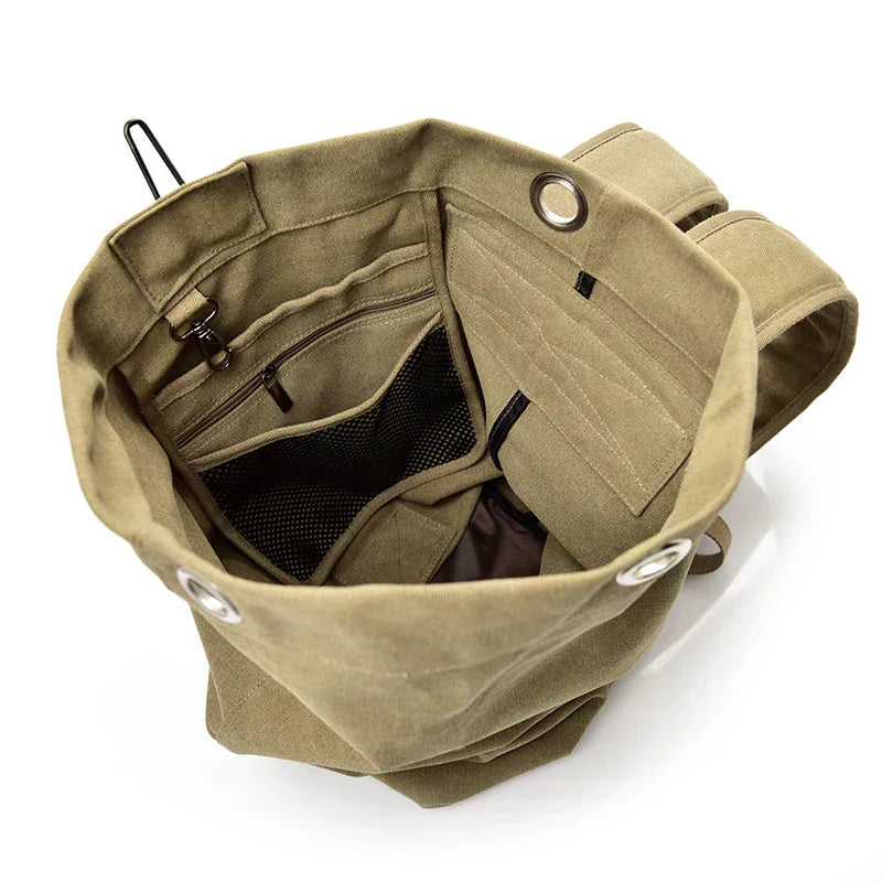 Canvas Travel Backpack Hand Shoulder Bag Green