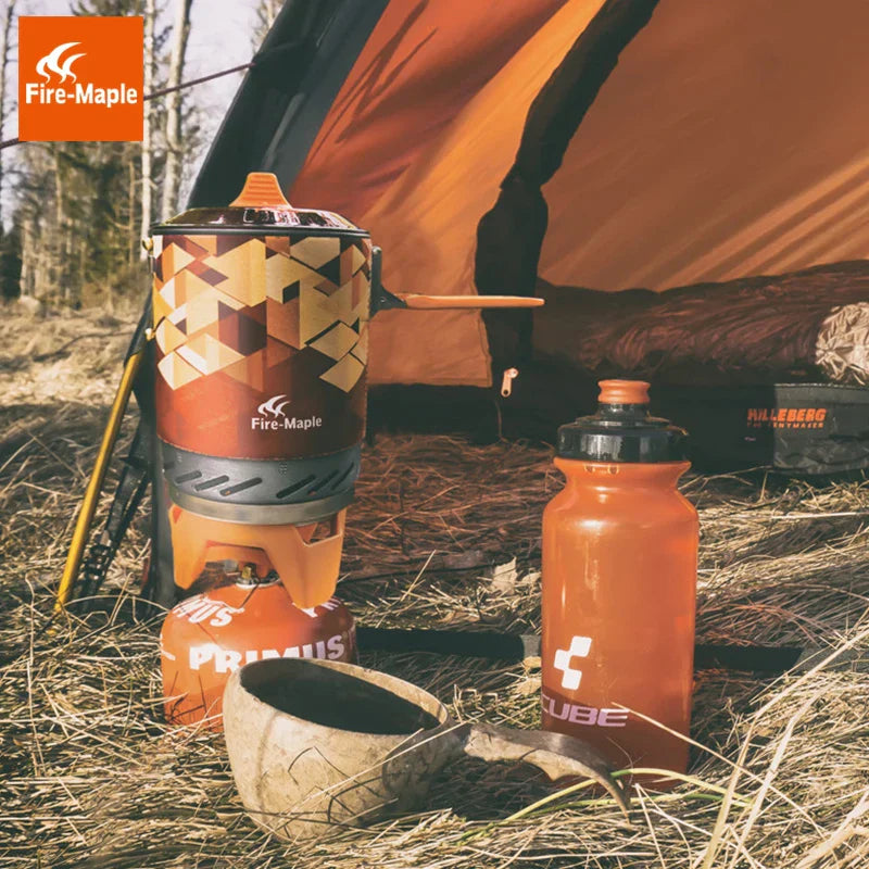Portable Camping Cooking System 1L Gas Stove Burner Orange