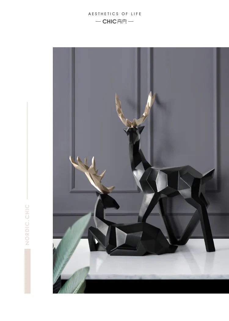 Nordic Elegance: White Resin Deer Statue for Chic Home Decor