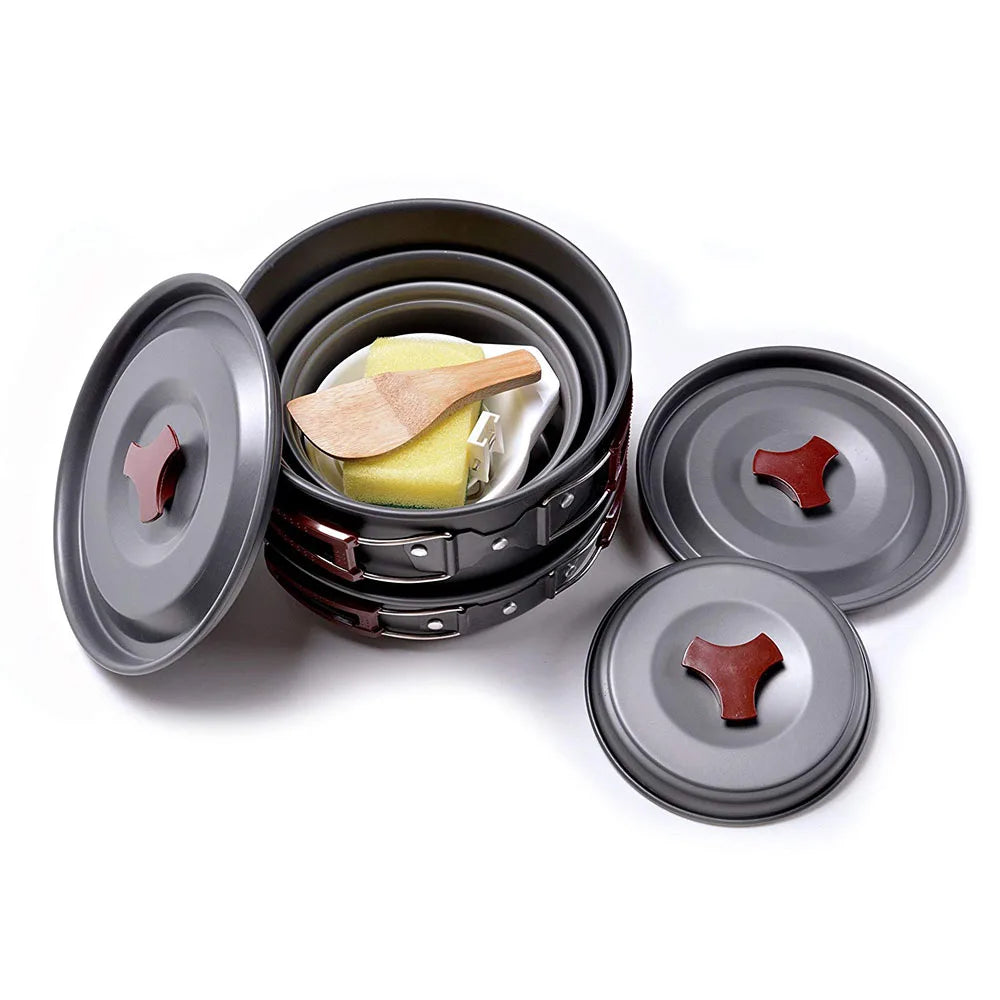 14-in-1 Outdoor Camping Cookware Kit Brown