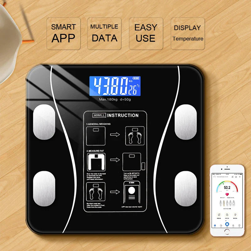 Smart Body Fat Scale Bluetooth Black