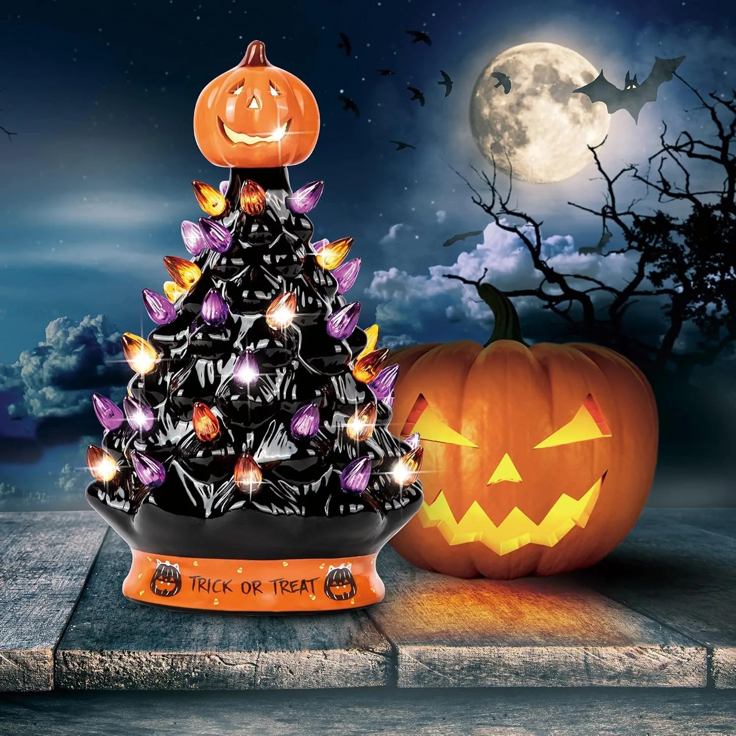 Christmas Ceramic Orange Pumpkin Head Decoration