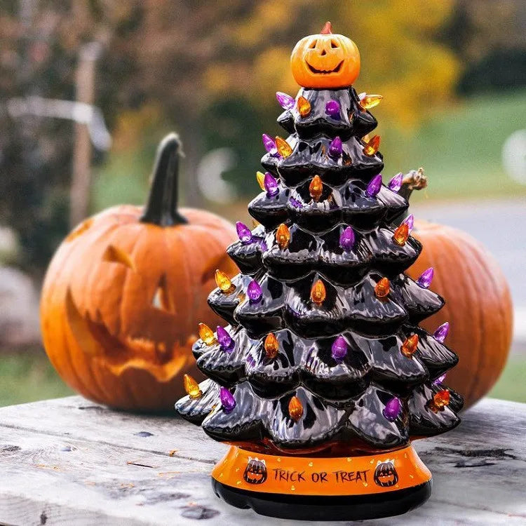 Christmas Ceramic Orange Pumpkin Head Decoration