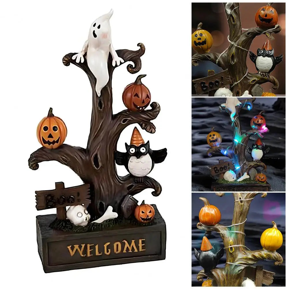 Halloween Pumpkin Ghost Tree Led Light Statue