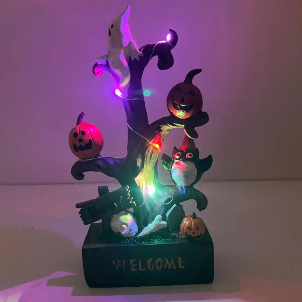Halloween Pumpkin Ghost Tree Led Light Statue