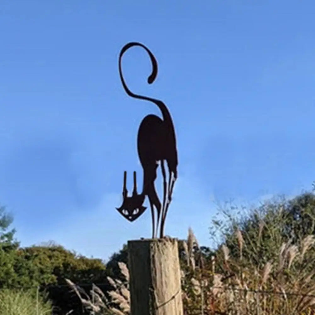 Halloween Metal Cat Yard Ornament