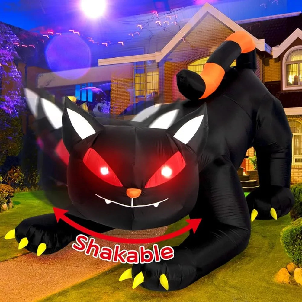 Halloween Inflatable Black Cat With Led Lights