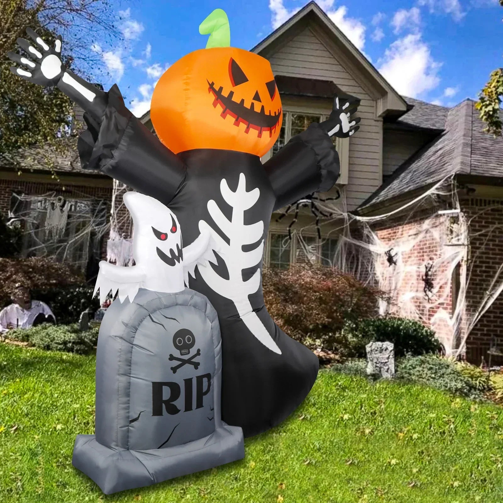Halloween Pumpkin Skeleton Tombstone Yard Decor