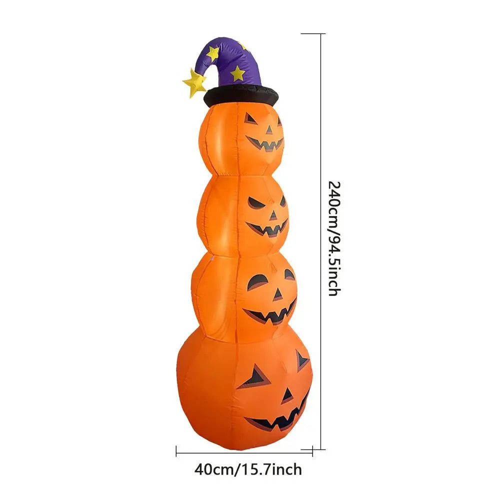 Halloween Inflatable Led Wizard Pumpkin Yard Decoration