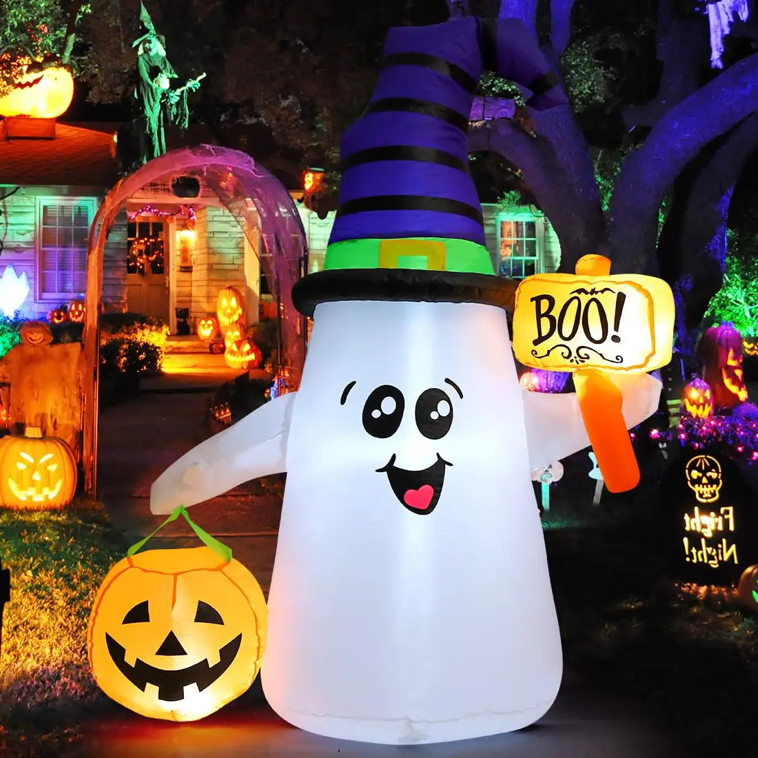 Halloween Inflatable Wizard Ghost With Led Lights