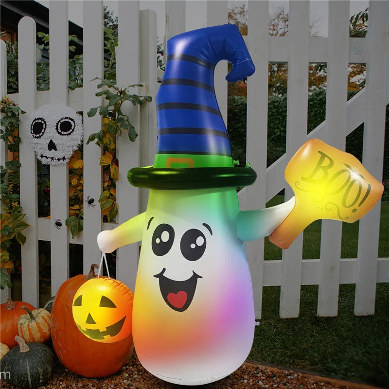 Halloween Inflatable Wizard Ghost With Led Lights