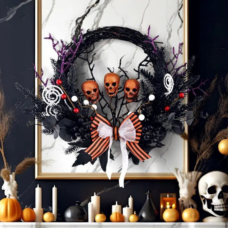 Halloween Skull Wreath For Front Door