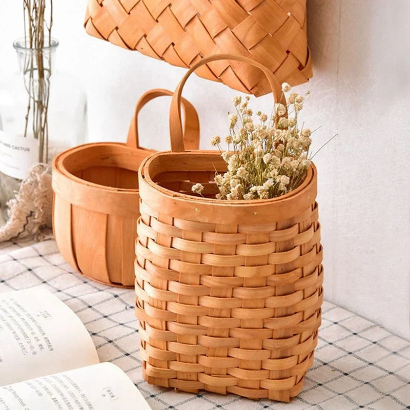 Wall Hanging Wicker Flower Basket For Home Decoration