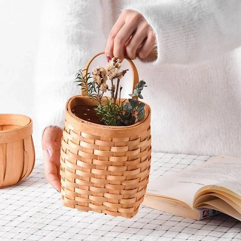 Wall Hanging Wicker Flower Basket For Home Decoration