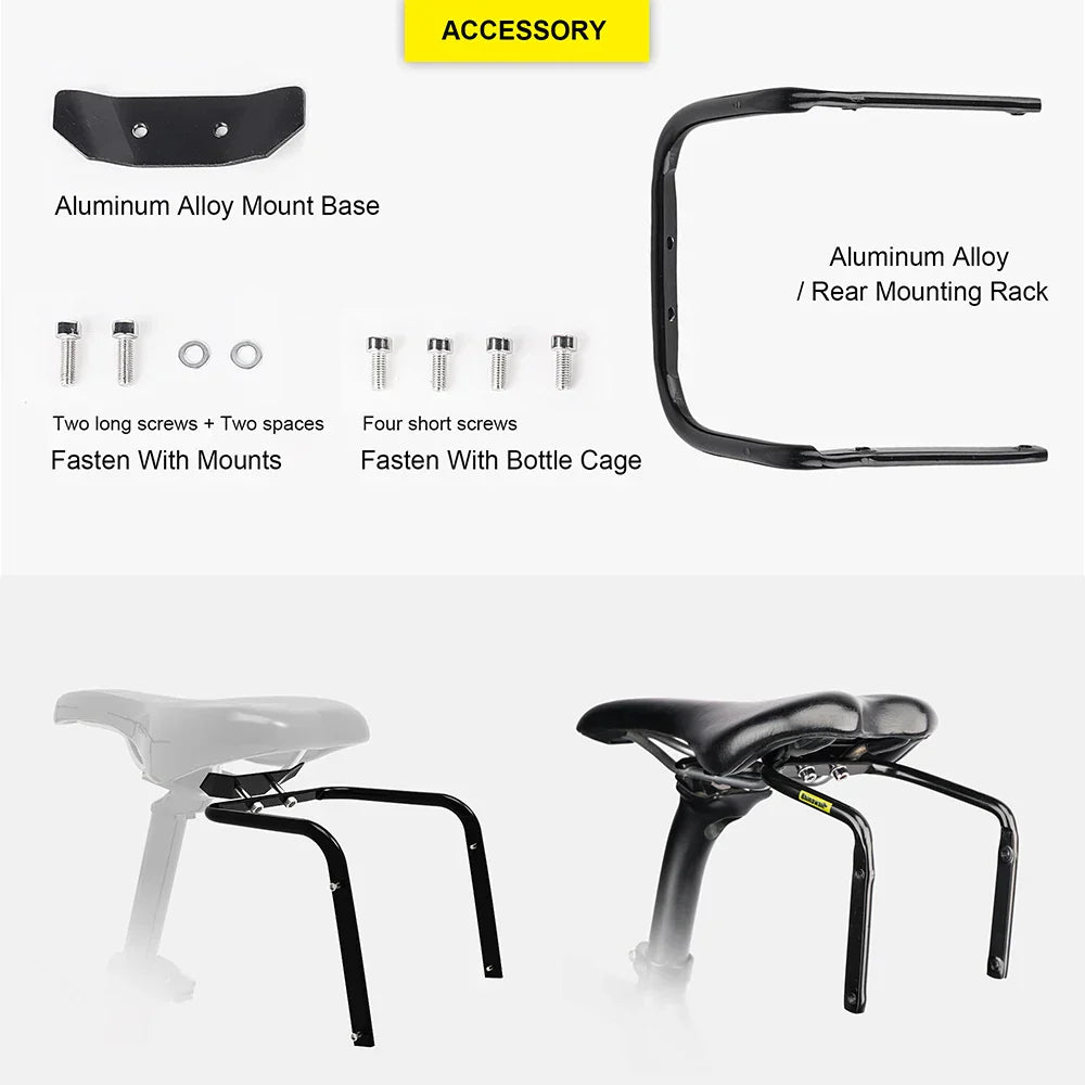 13L Bike Saddlebag with Stabilizer Rack Rainproof Storage Set Black