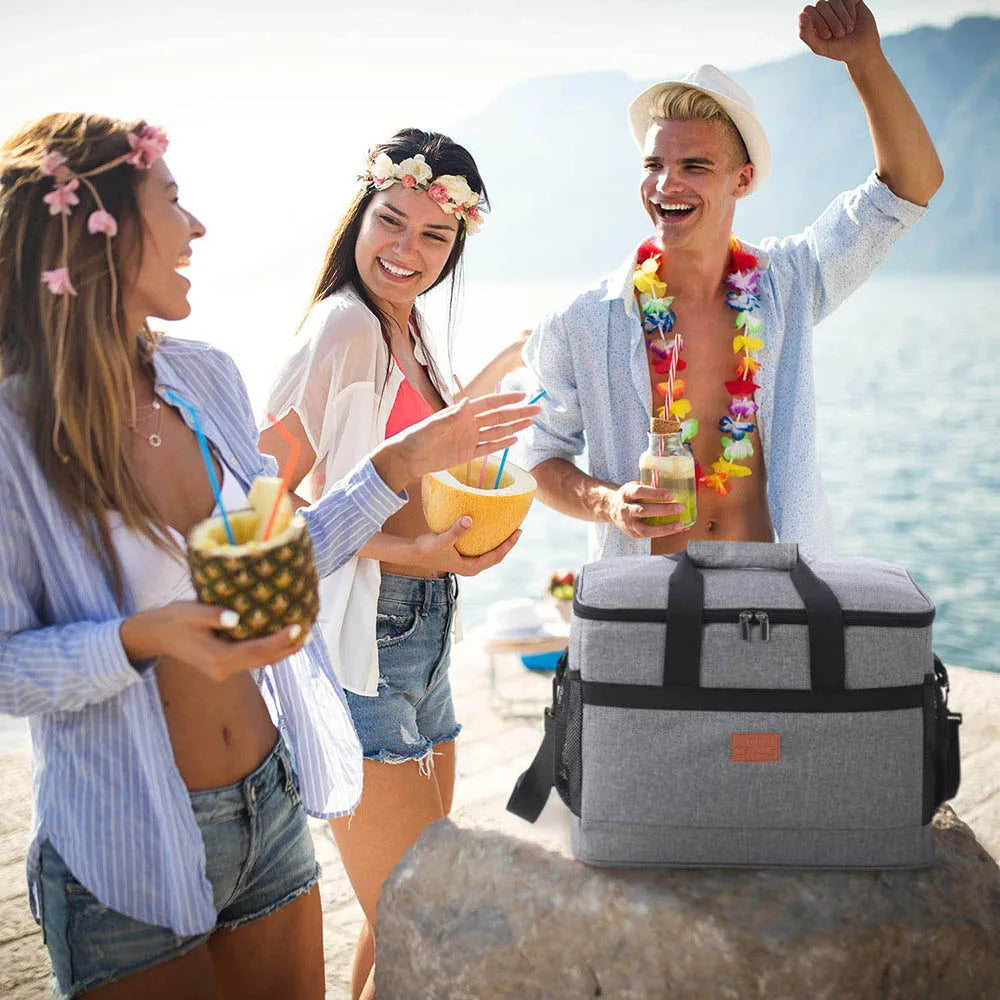 32L Large Soft Cooler Bag with Hard Liner Grey
