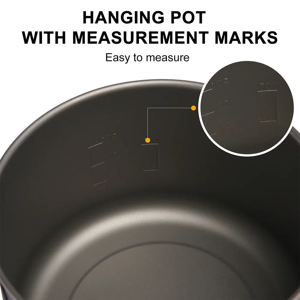 Titanium Camping Cookware Pot 1300ml Gray