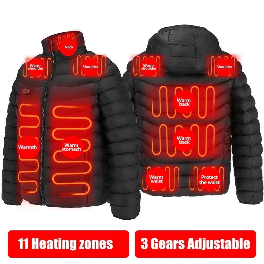 11-Zone USB Heated Jacket – Graphene Heating Winter Coat for Men & Women