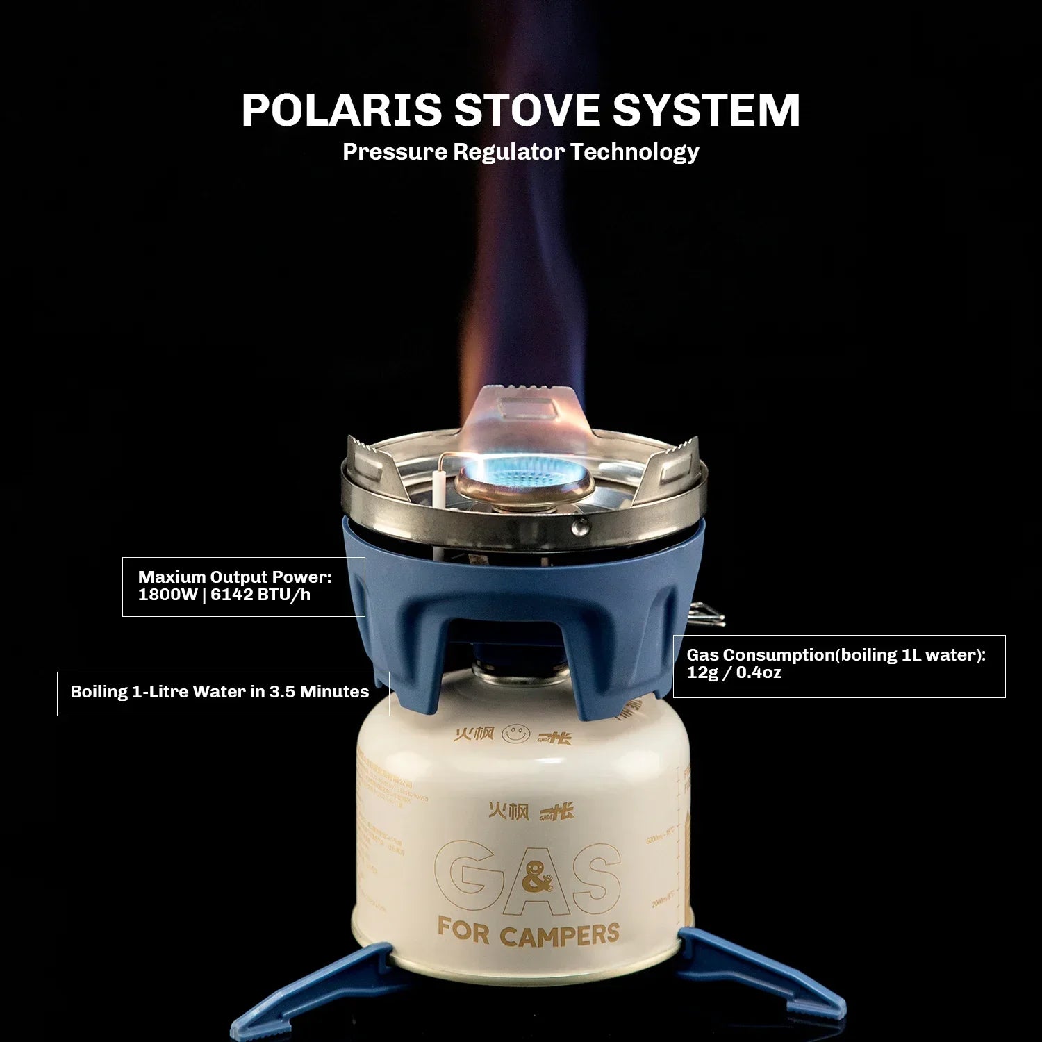 Camping Stove with Micro Regulator Valve Blue