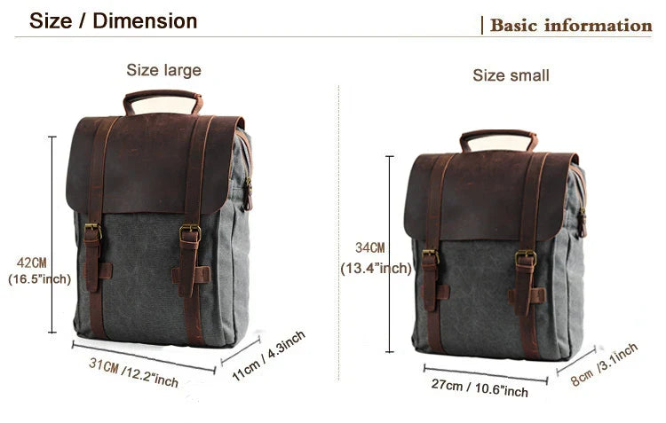 Leather Canvas Travel Backpack