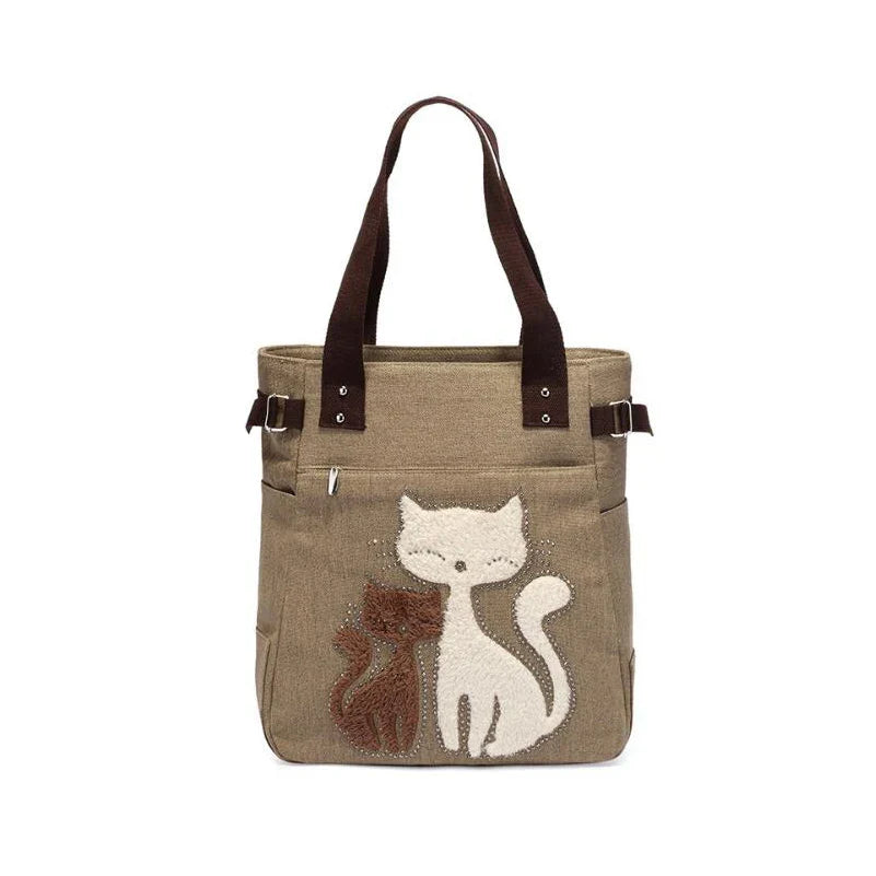 Cute Cat Canvas Shoulder Tote Bag