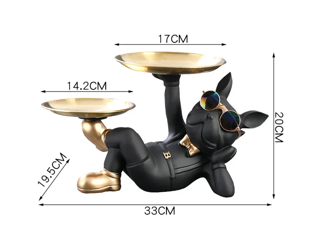 Resin Bulldog Statue - Unique Animal Figurine Sculpture in Black