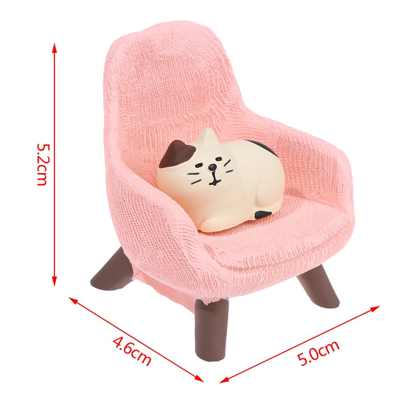 1 Set Simulation Small Sofa Stool Chair Furniture Model Toys for Doll House Decoration-Pink