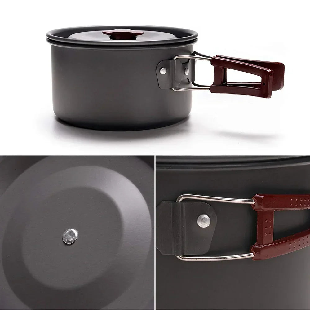 14-in-1 Outdoor Camping Cookware Kit Brown