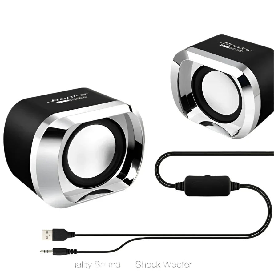 Portable Bass Computer Speakers With Subwoofer (Black)