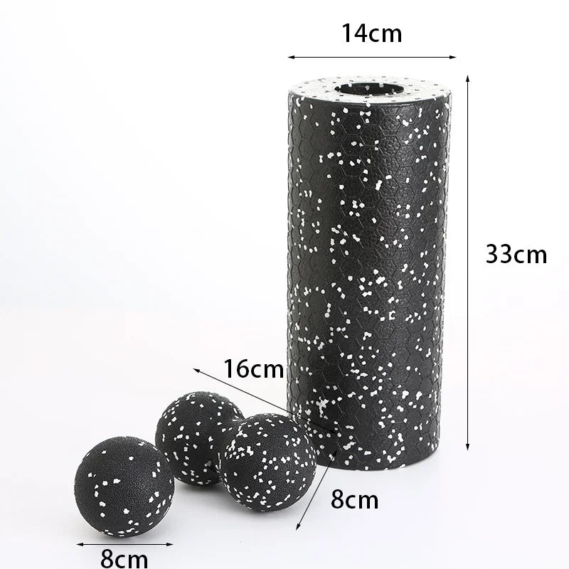 Hollow Yoga Roller Massage Peanut Ball Set (Black)