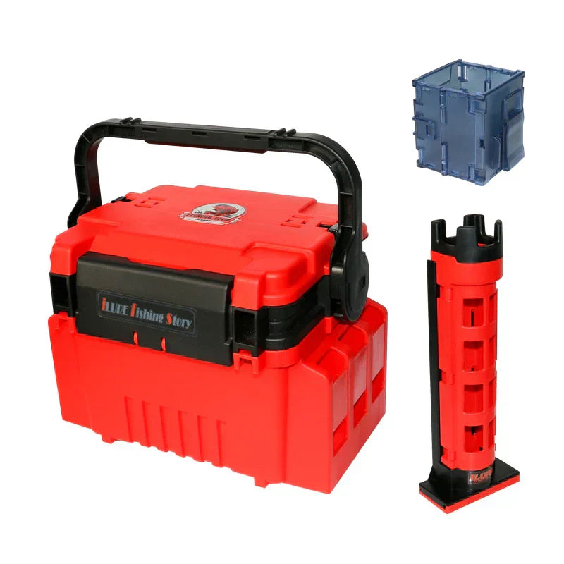 Multifunction Fishing Tackle Box With Rod Holder