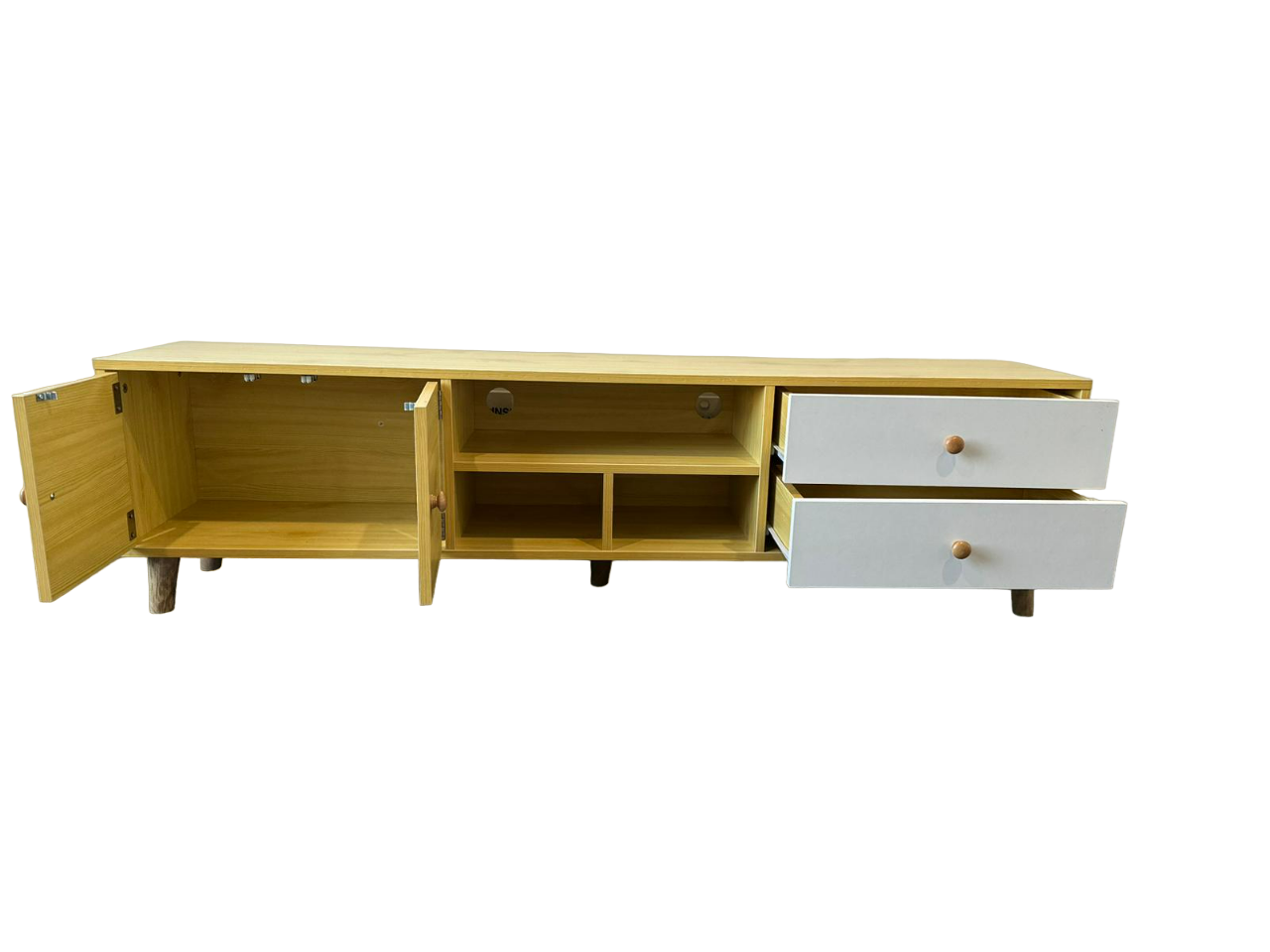 Two-Doors, Two-Drawers Wooden Tv Cabinet