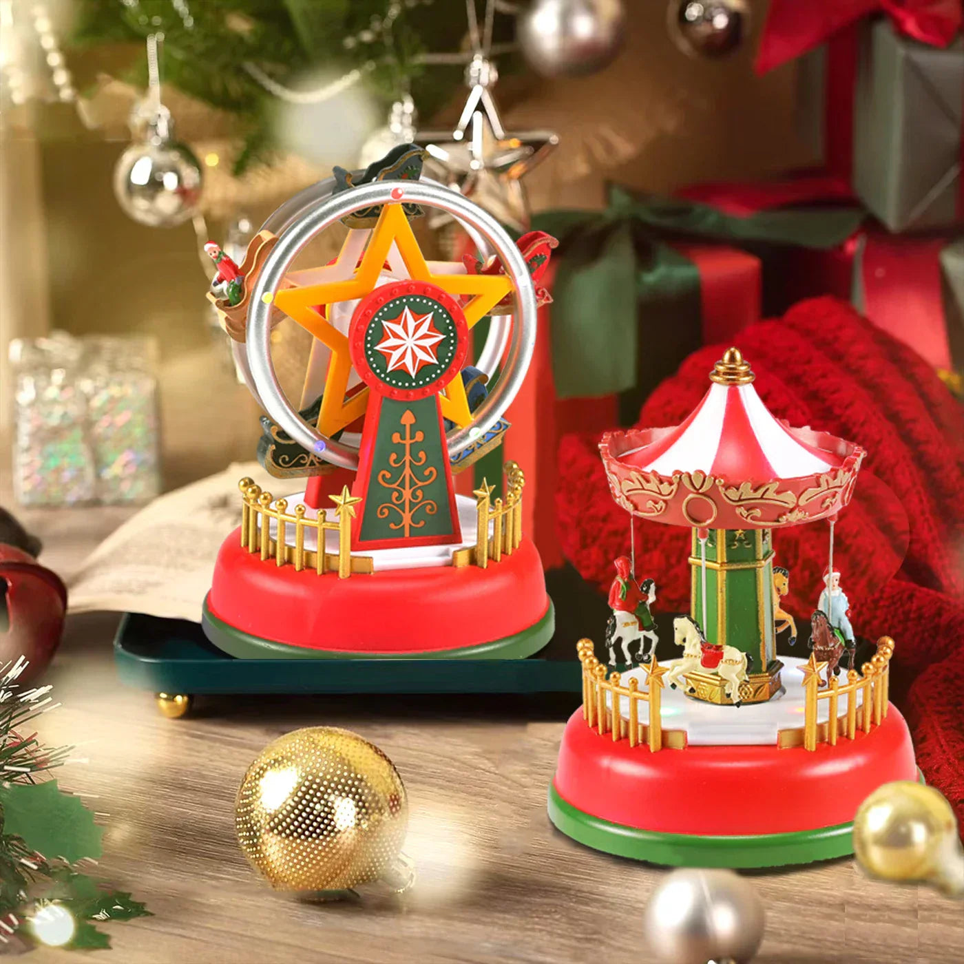 Illuminated Christmas Village Decoration Carnival Scene