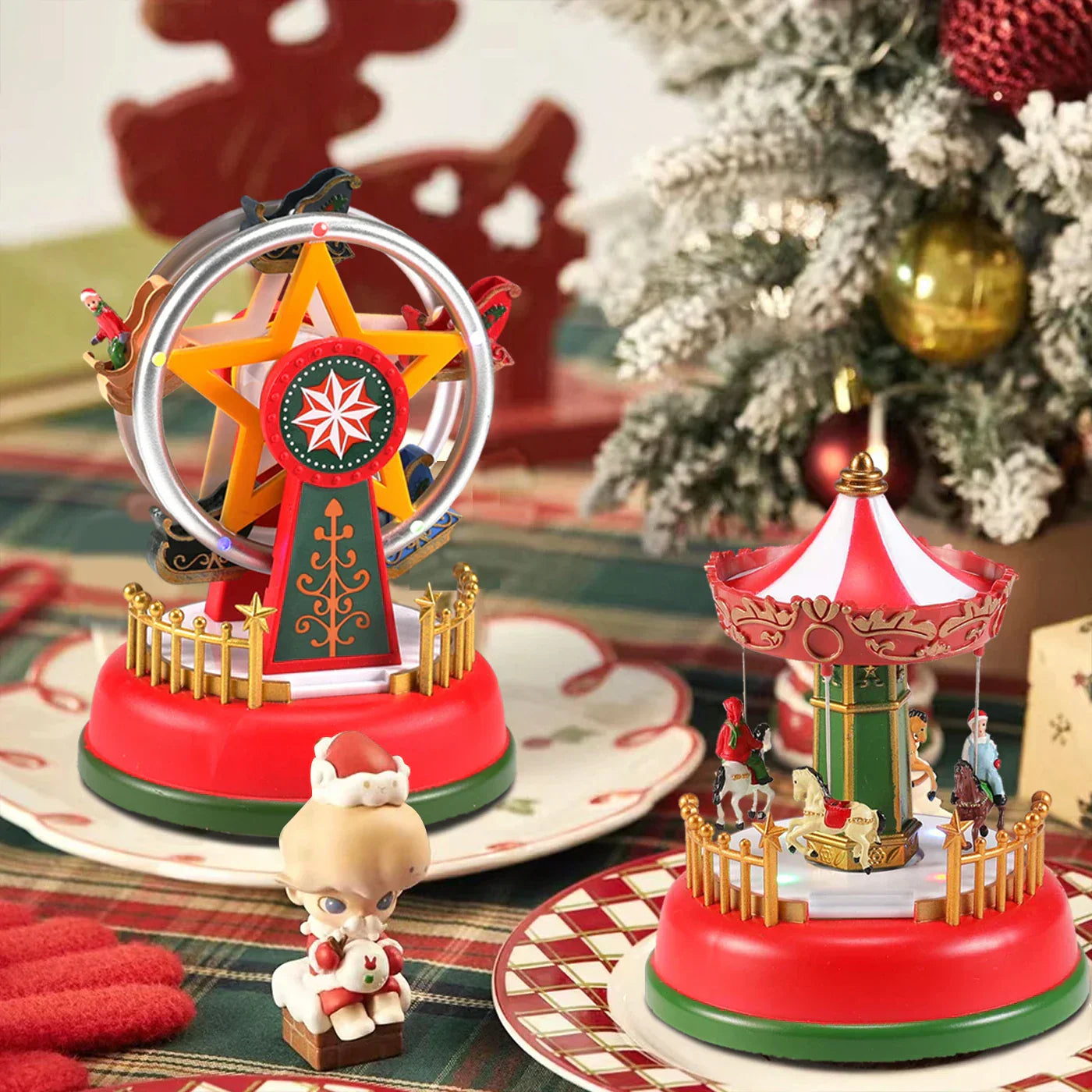 Illuminated Christmas Village Decoration Carnival Scene
