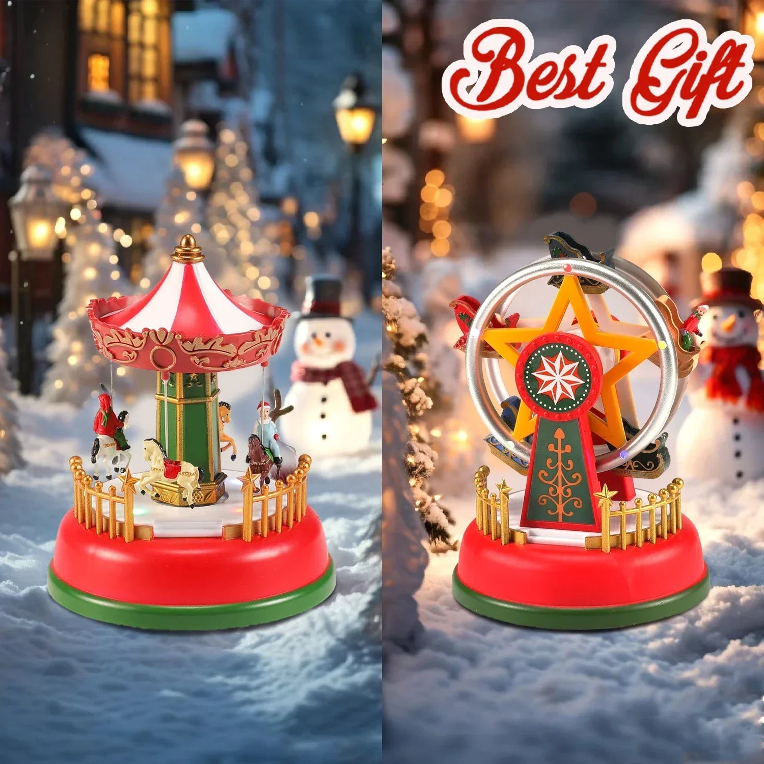 Illuminated Christmas Village Decoration Carnival Scene