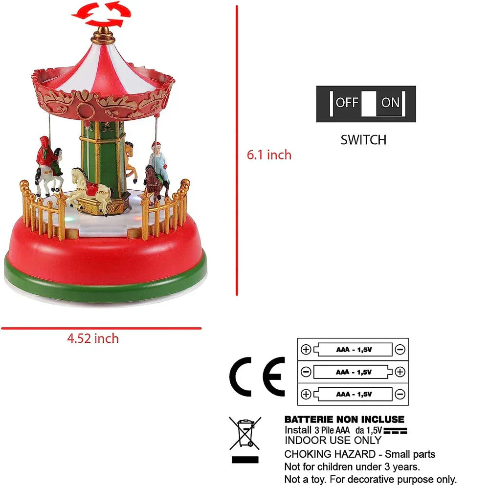 Illuminated Christmas Village Decoration Carnival Scene
