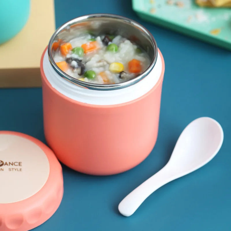 Insulated Food Thermal Jar Stainless Steel Vacuum Soup Cup Pink