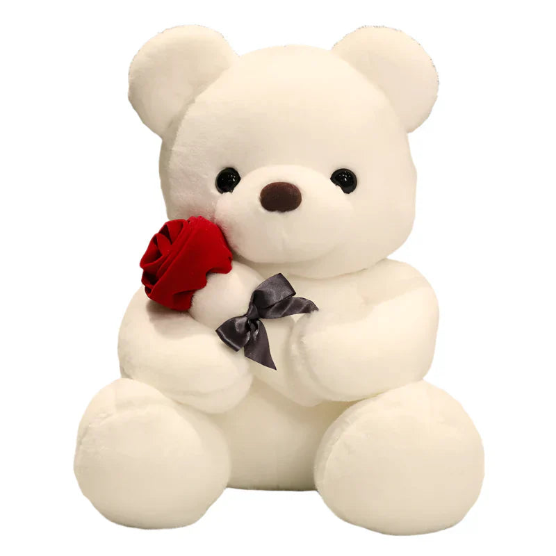 Kawaii Teddy Bear With Roses Plush Toy